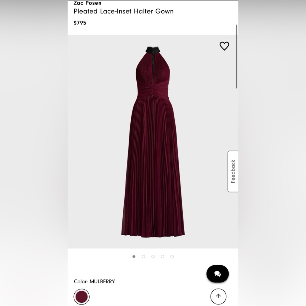 ZAC POSEN DRESS - Zac Posen pleated lace-inset halter gown in “mulberry”